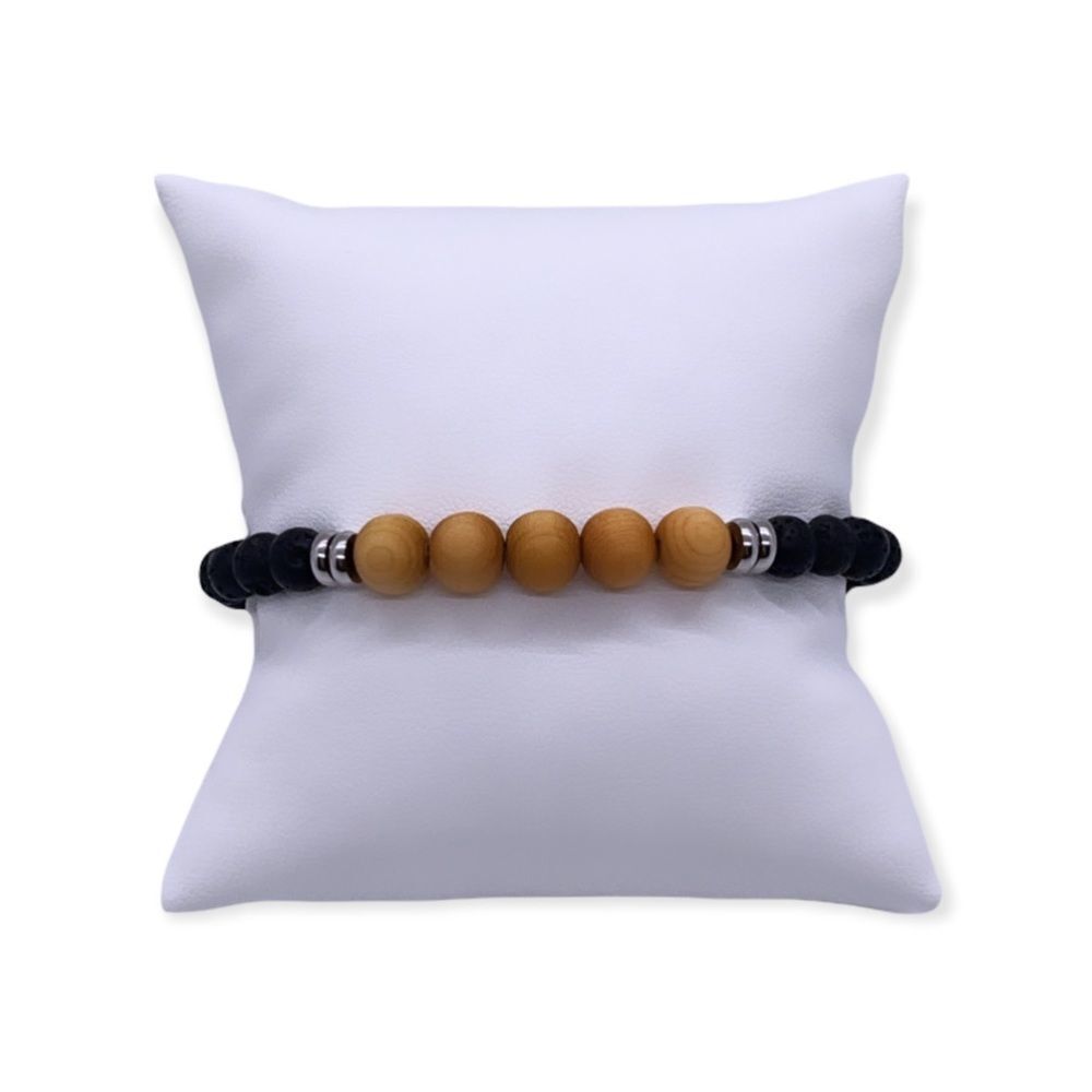 NWT Wool + Pepper Co. Mens Moon Rocks, Wood, Sterling Silver Bracelet